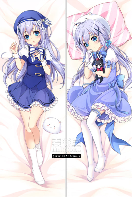 Kafu Chino Is the Order a Rabbit Dakimakura Pillow Cover sexy pose YC0488 YC0489