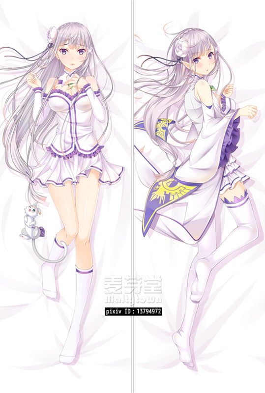 Life in a Different World from Zero Emilia Dakimakura Pillow Cover sexy pose YC0553 YC0554