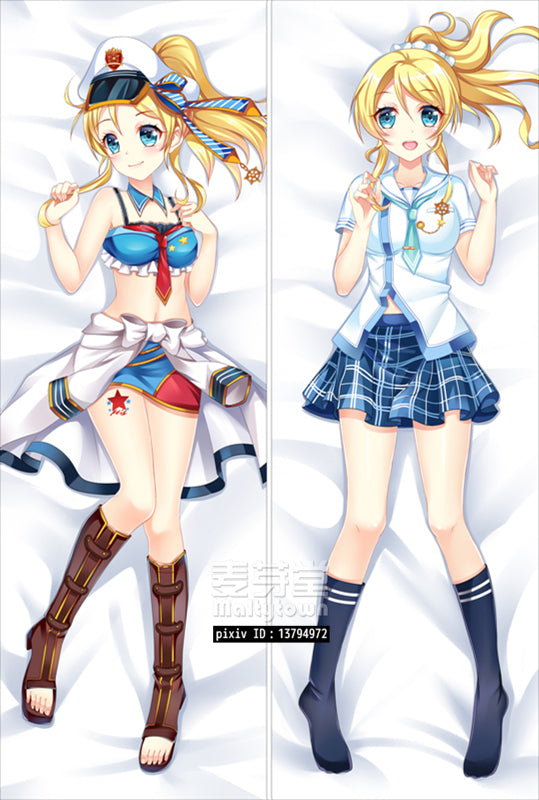 Love Live AYASE ELI Dakimakura Pillow Cover sexy pose YC0480 YC0481