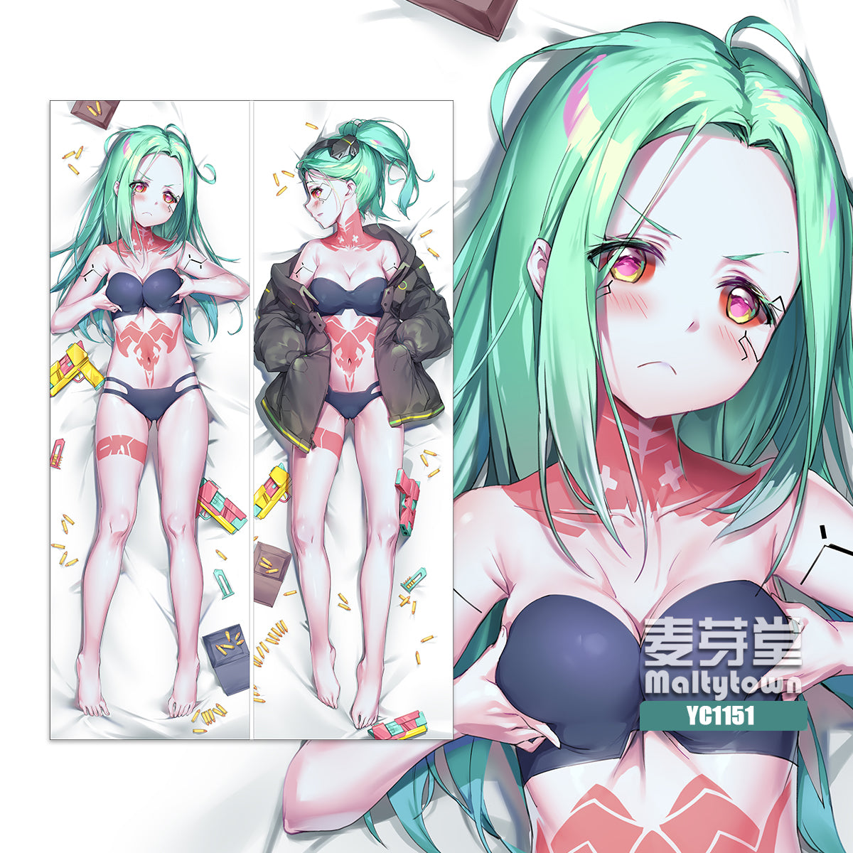 Cyberpunk: Edgerunners Rebecca dakimakura Pillow Cover little girl YC1151 YC1152